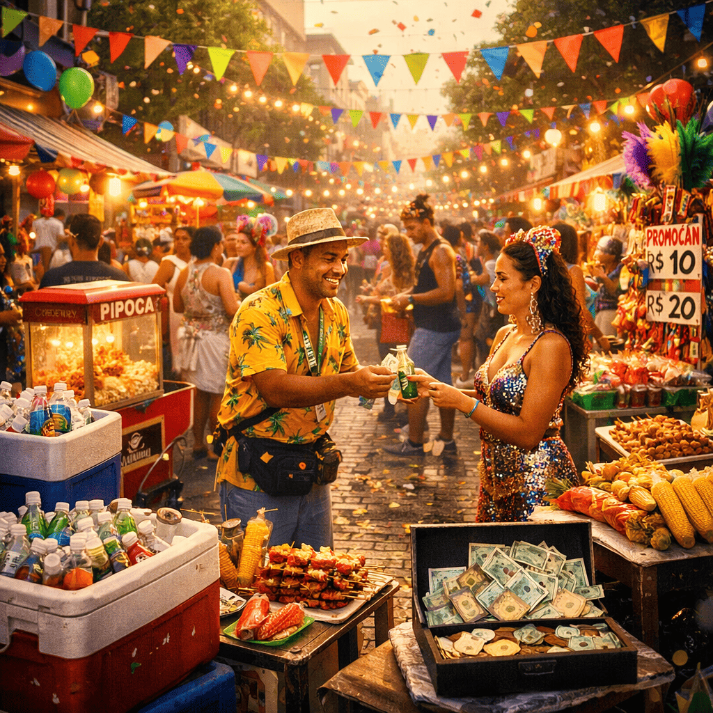 Rua movimentada no Carnaval